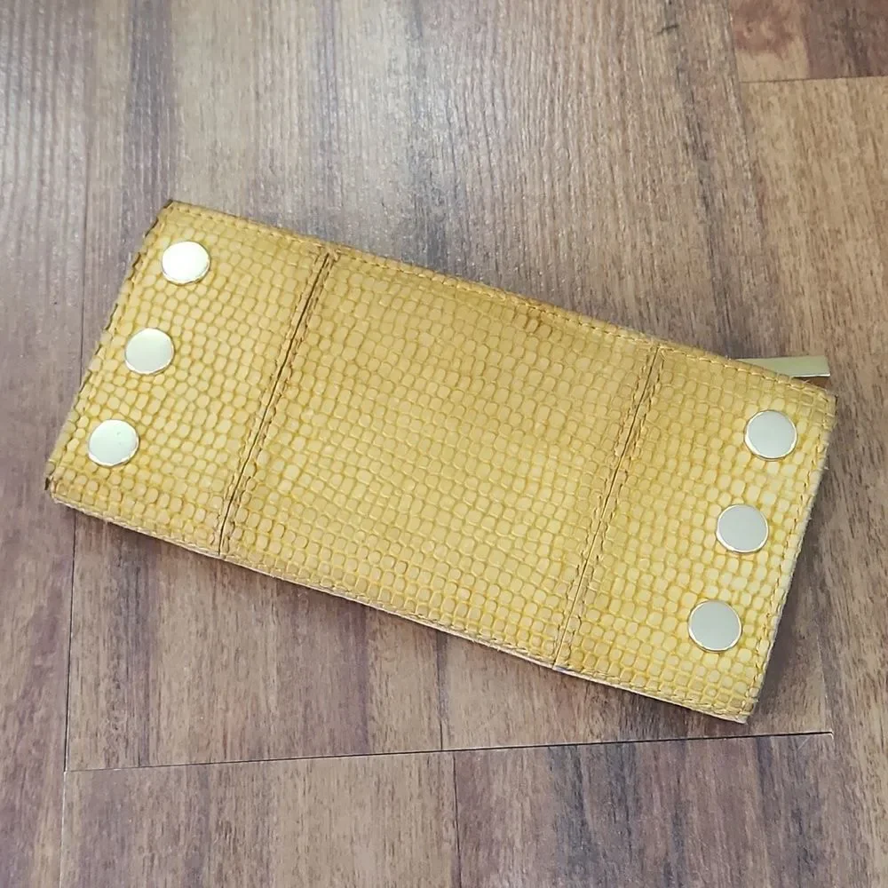 GUC Hammitt 110 North Leather Mustard Fauc Croc Wallet